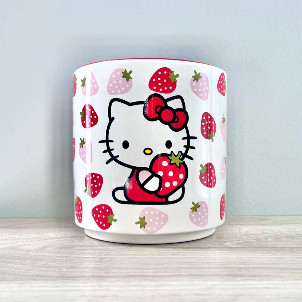 Hello Kitty Strawberry Planter – 5” by Blue Sky Clayworks - Picture 2 of 3